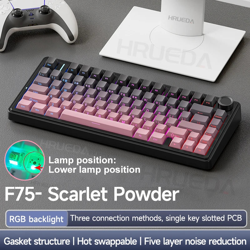 AULA F75 Original Keyboard RGB Customized Bluetooth Wireless 2.4G Type-C Wired Hot Swap75% OEM Gasket Gaming Mechanical Keyboard