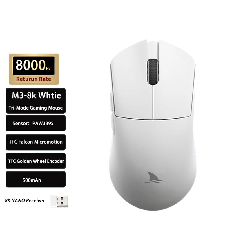 Motospeed Darmoshark M3 8K Bluetooth Wireless Gaming Mouse 26K DPI PAW3395 Sensor Computer Office Mouse TTC For Laptop PC