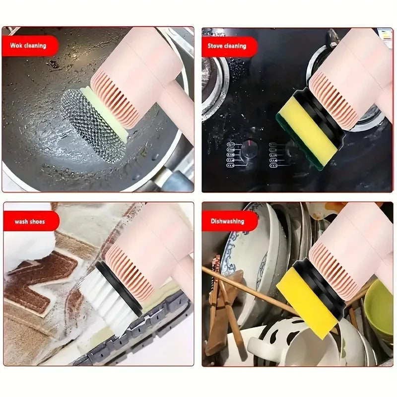 2/4/6Brush Electric Spin Scrubber, Rechargeable Cleaning Brush, Floors, Carpets, Bathrooms, Kitchens, Cordless Handheld Washer