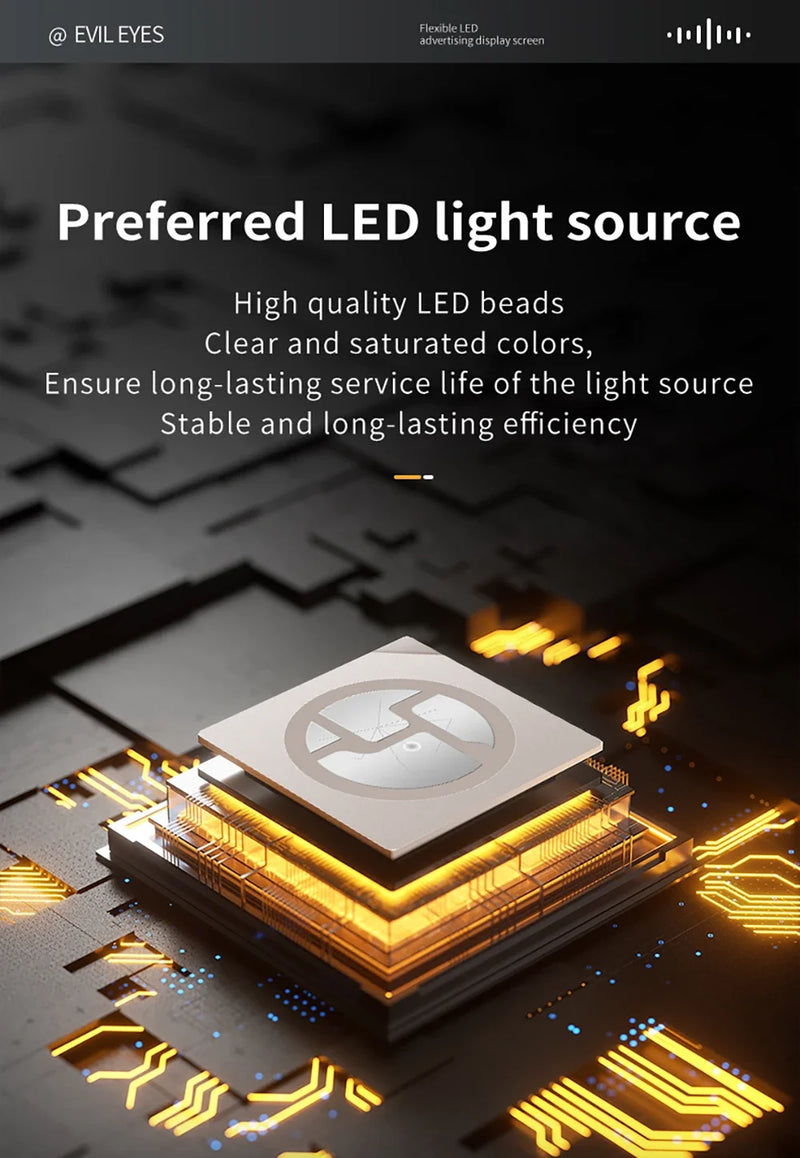 Led Eyes for Truck Devil Eye LED Pixel Panel Light for Trucks Cars DIY Remote Control Scrolling Animation Soft Foldable