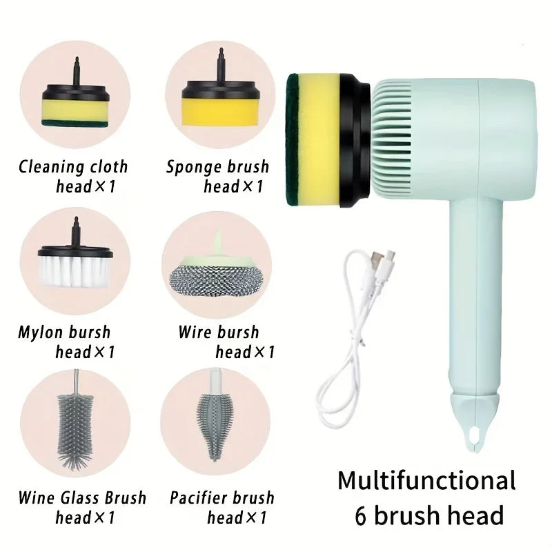 2/4/6Brush Electric Spin Scrubber, Rechargeable Cleaning Brush, Floors, Carpets, Bathrooms, Kitchens, Cordless Handheld Washer
